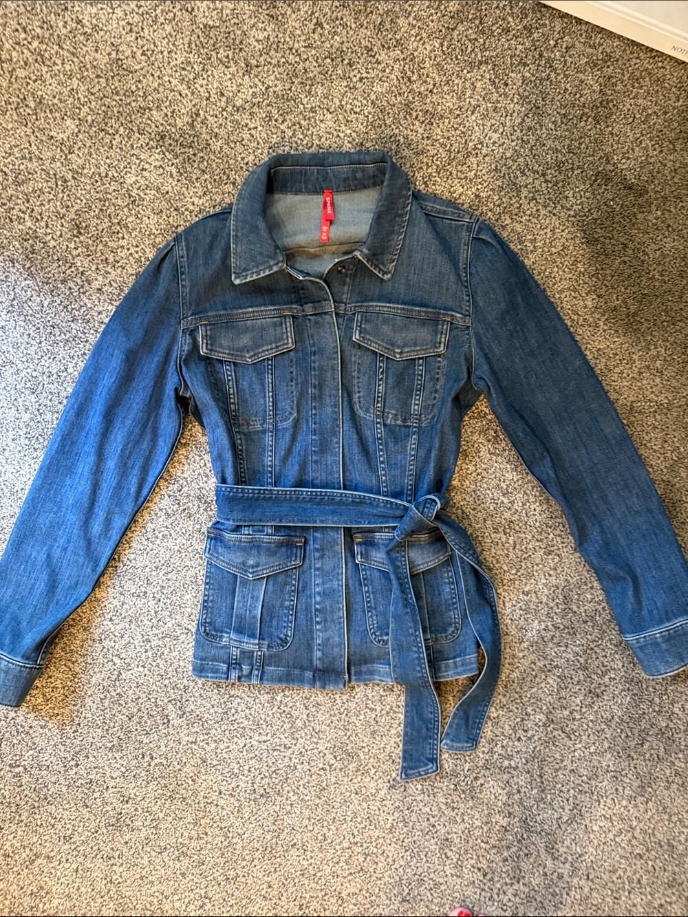 SPANX Medium Blue Denim Tie-Waist Jacket